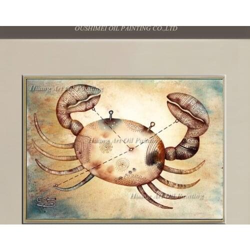 Artist Created Handmade Artwork Greek Mythology For Wall Decoration Pure Hand-painted Zodiac Cancer Oil Painting On Canvas Crab
