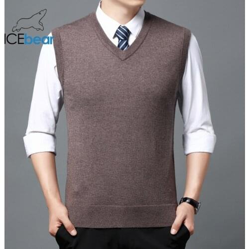 ICEbear 2021 autumn new sweater vest comfortable and warm sweater vest business casual mens clothing 8892