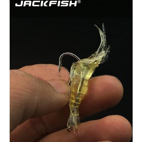 JACKFISH 10Pcs/lot 4cm Soft Artificial fishy Shrimp Lure with hook Lifelike Fishing Lures Prawn Soft Fishing Bait Fishing Tackle