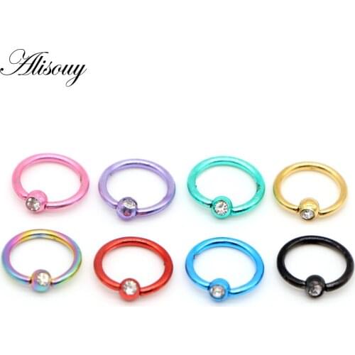 Alisouy 1 PCS Titanium Captive Hoop Rings Eyebrow Tragus Ear Piercing Nose Closure Nipple Bar Lips piercing Body Jewelry