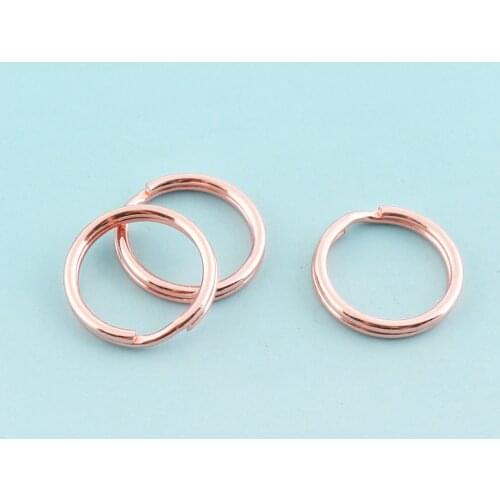 Rose Gold Keyrings 200pcs 12mm Mini Jewelry rings Metal Split Rings for Key Chain Jump rings Wholesale