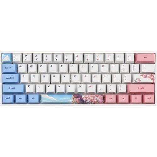 PBT Keycaps OEM Profile Pink Blue Anime Mechanical Keyboard Keycaps Compatible with MX Switches