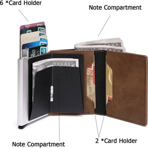 Top Pu Leather Wallet RFID Blocking Bank Credit Card Holder with Coin Pocket & Money Compartment for Men Women Cardholder Purse