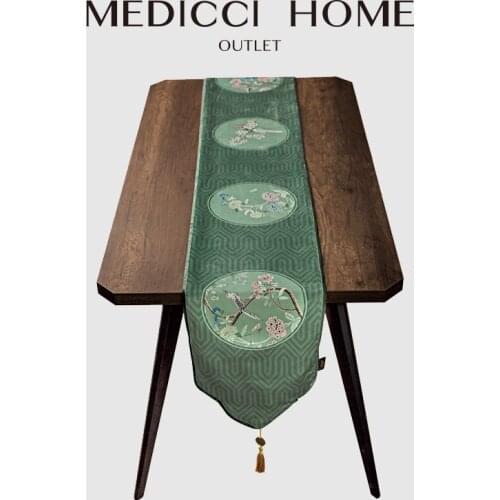 Medicci Home Oriental Rhythm Chinese Style Table Runners Refreshing Decor Banque Dinner Party Green Garden Desk Decorating Mat