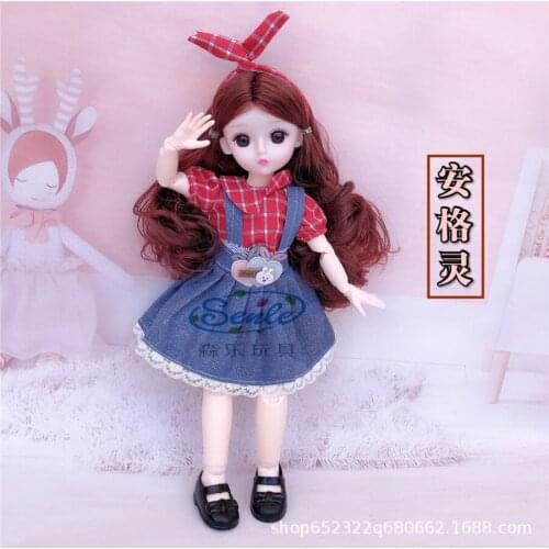 30cm BJD Doll Moveable Joint Wig Mohair Hair Bjd Toy Little Girl Dress Up Handmade Make Up Toys