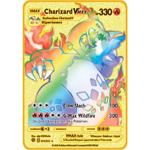 The Latest Pokemon PV French Shiny Gold Fire-breathing Dragon Metal Card Game Tag Team Battle A La Carte Series Christmas Gifts