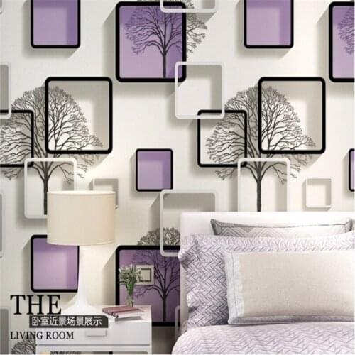 Beibehang simple 3d wallpaper background wallpaper the sitting room TV purple PVC waterproof grid, blue and black wallpaper roll