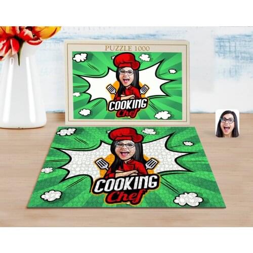 Personalized Female Chef Caricature of 1000 Piece Professional Puzzle-11