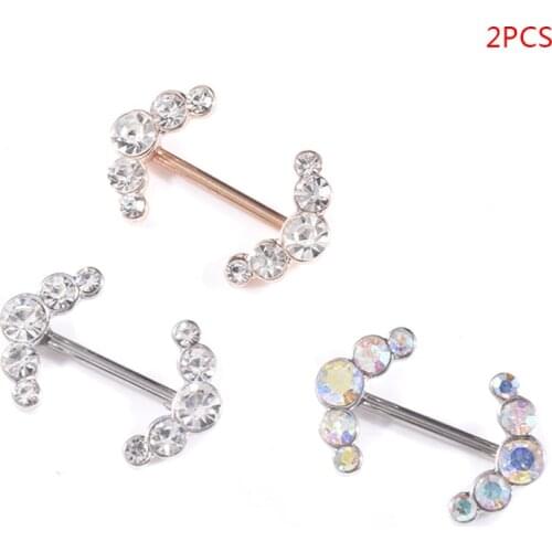 2Pcs Sexy Clear Colorful Crystal Love Dangle Nipple Piercing Shields Bars Piercing Nipple Piercing For Women Body Piercing
