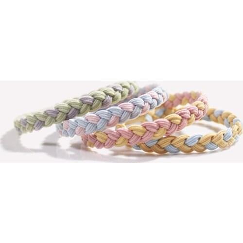 Matching Twist Braid Hair Circle Korean Version of High-stretch Hair Thick Leather Band Hand-woven Head Rope