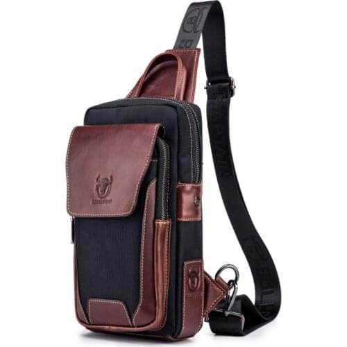 Hot Mens First Layer Cowhide chest bag packaging bags for business vintage bag cross body bags men leather bag Business