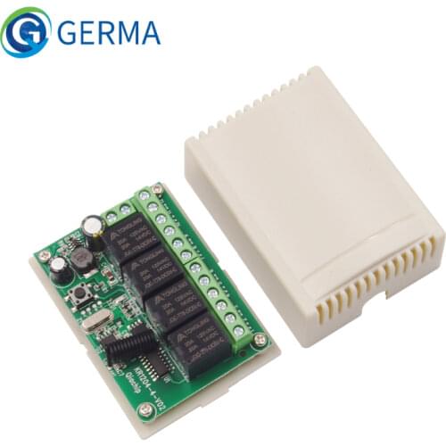 GERMA 433.92Mhz DC 6V 12V 24V 10A 4CH Relay Module Receiver EV1527 Wireless Remote Control Switch 433Mhz for DC Motor DIY