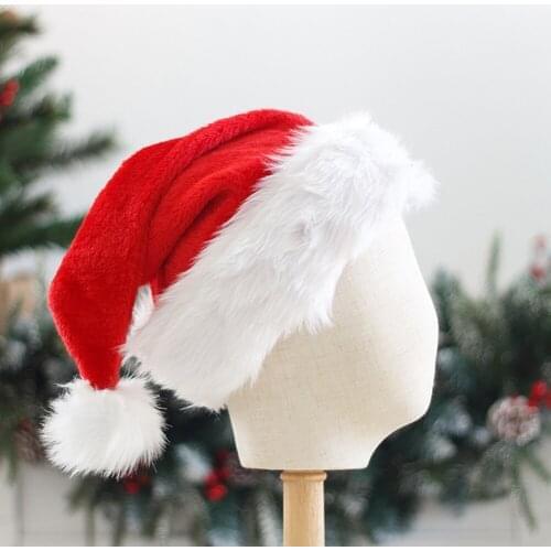 Christmas Hats Knitted Plush Santa Hat for Adults/Kids New Year Ornament Christmas Festival Party Present Decoration