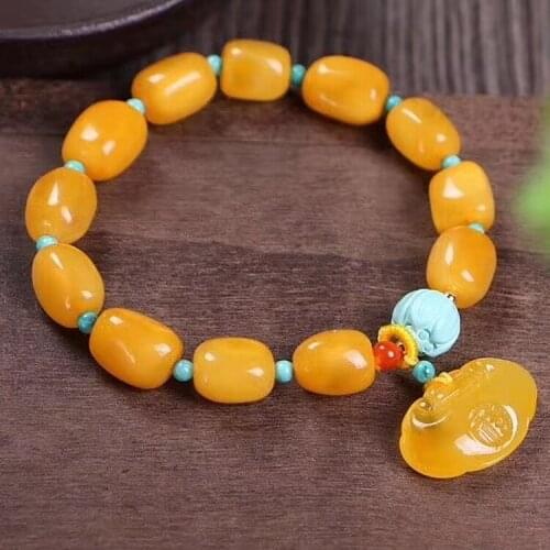 Hand string type with single circle chicken oil yellow bracelet fashion female thing a diagram design in amber jewelry