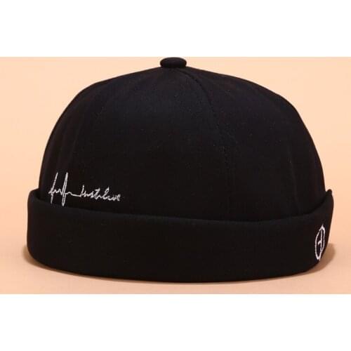 Embroidery Letter Men Women Skullcap Hat Cap Casual Docker Sailor Mechanic Brimless Solid Color Gorro Invierno Mujer Spring Cap