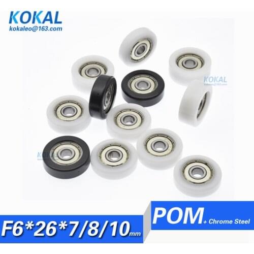 [F0626]10PCS/lot 626zz 626 ball bearing coated with POM plastic flat type white outer diameter 26mm bearing pulley 6X26X7/8/10mm
