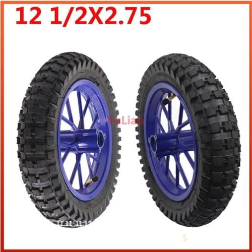 Blue12 1/2 X 2.75 Tire with Aluminum Wheel Hub for 12.5 Inch 49CC Dirt Bike MX350 MX400 Scooter Tire Red Wheel