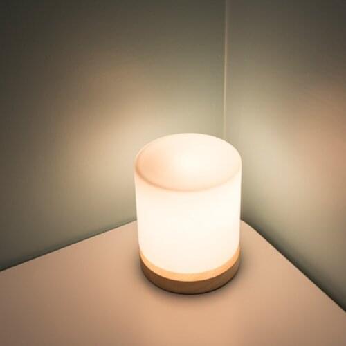 ZC-ECC LED table lamp glass solid wood Japanese stylebedroom night light desk lamp New small table lamp Free Shipping