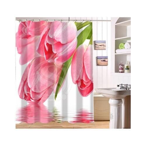 YY612f-142 New Custom Corlorful Flowers tulip @2 Design Modern Shower Curtain bathroom Waterproof lJ-w$142