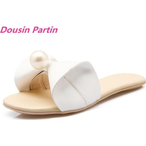 Dousin Partin Women Sandals Bow Tie All Match Low Heel Casual Pu Leather Round Toe Low Heel Westrn Style Women Sandals