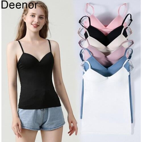 Deenor Ladies Sleeveless Tops Suspender Waistcoat Solid Color Women Suspender with Backing Shirt Inside Corset Top Female Tops