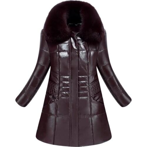 Winter Faux Sheepskin Jacket L-8XL New Women Elegant Fur Collar Winter Thicken Parka Camel-Padded Coat Female Black Outerwear