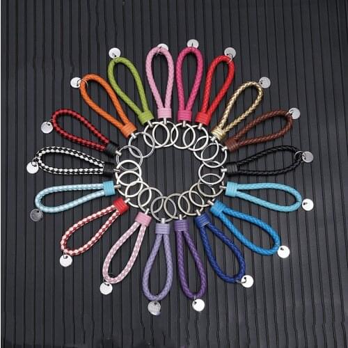 1 PCS PU Leather Braided Woven Rope keychain DIY Bag Pendant Key Chain Holder Key Car Trinket Keyring For Men Women Key Ring