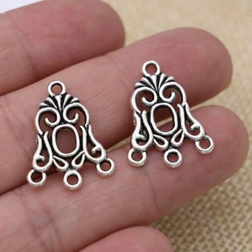 10PCS Antique Silver Plated 1-3 Connector for Jewelry Making Bracelet DIY Accessories 24X18mm