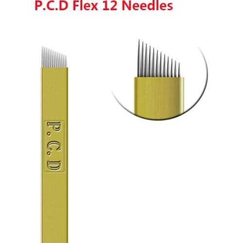 100 pcs Lamina Agulhas Tebori Microblading 12 pin Hard PCD Needle 12 Blade Permanent Makeup Eyebrow Tattoo Needles Supplies