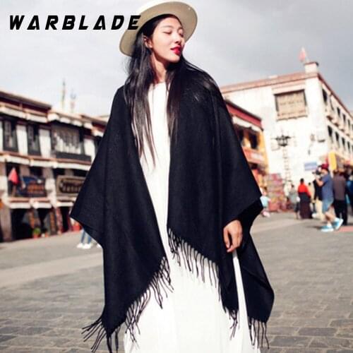 140*130cm Hot 2018 Cashmere Women Scarf National Wind Tassel Black Scarf Brand Shawls and Scarves Winter Scarf Skyour Ksyoocur