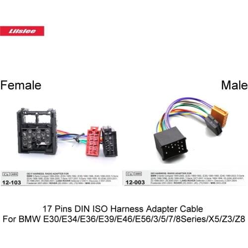17 Pins DIN ISO Harness Adapter Cable For BMW E30/E34/E36/E39/E46/E56/3/5/7/8Series/X5/Z3/Z8