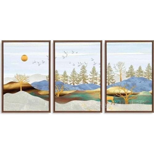3 Frame Canvas Wall Art Abstract Landscape Prints Home Art Decoration Living Room, Bedroom