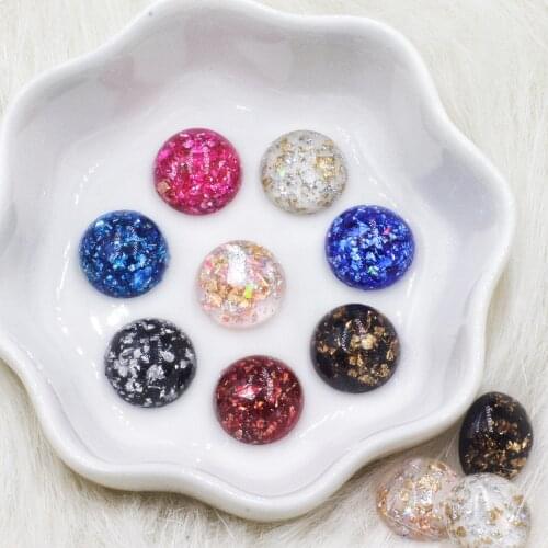 Demi Rowe 30pcs 12mm(thickness 5mm) Glitter Resin Round Flatback Cabochon DIY Phone/Button Craft Decoration Wedding rhinestone