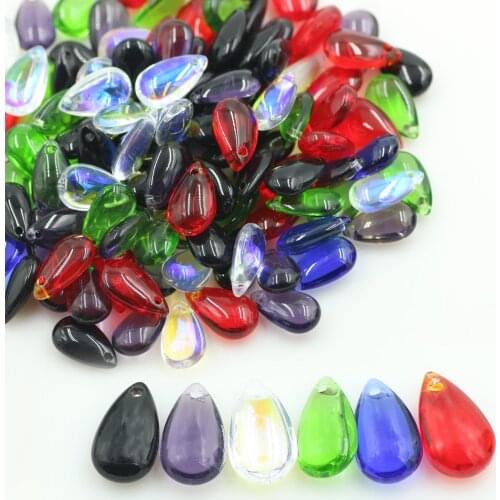 30pcs Glass Drop Beads Red 8X13mm(hole size 1.5mm) Smooth Teardrop Cabochon Pendant Handmade Necklace DIY Jewelry Earing Making