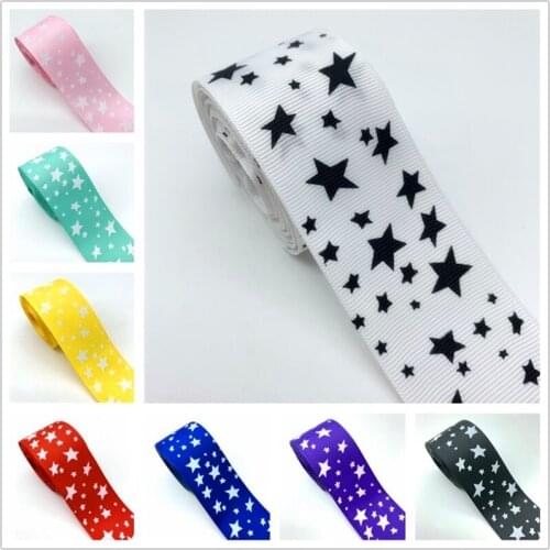 5Yards/Lot 38mm Grosgrain Ribbon Printing Stars Ribbon For Hair Bow Christmas Wedding Decoration DIY Sewing Fabric