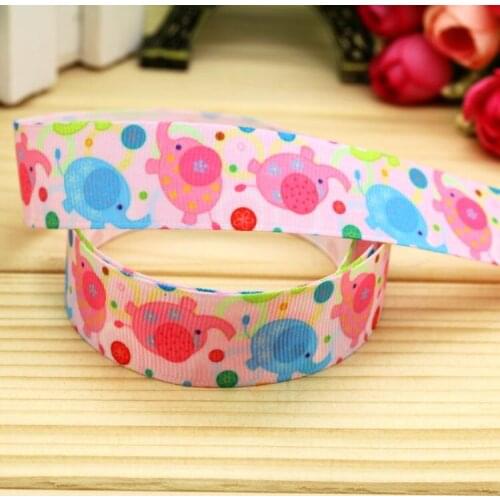 7/8'' Free shipping elephant printed grosgrain ribbon hairbow headwear party decoration diy wholesale OEM 22mm P5664