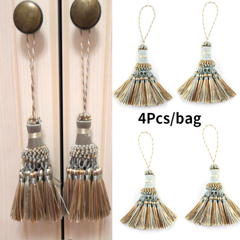 4pcs Tassel Hanging Pendant Curtain Accessories Fringe Silk Thread Pendant Decoration Handmade Crafts Key Tassels