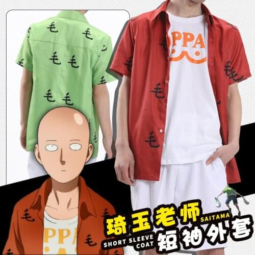 Anime ONE PUNCH-MAN Saitama Cosplay Mens Short Sleeve Shirt T-shirt Student Tee T Shirt Top Coat Costume