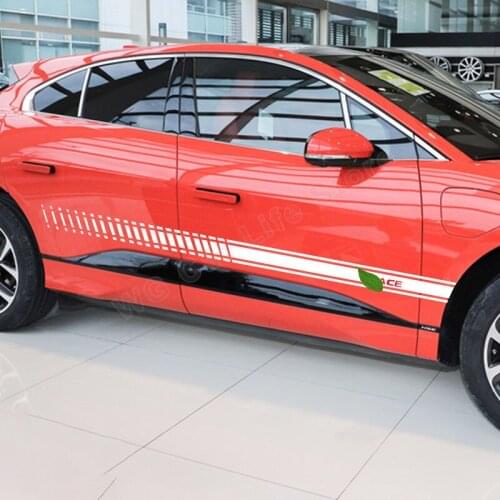 2pcs Car Side Sticker For Jaguar I-PACE Auto Tuning Accessories Car Long Side Stripe Sticker Graphics Vinyl Film Decals