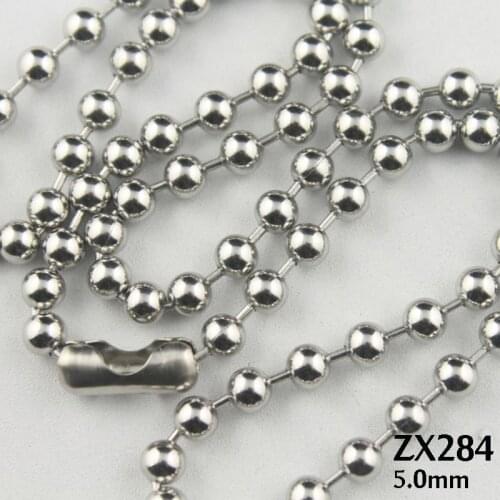 100pcs 16"-38" length 5mm ball chain stainless steel beads necklace fashion jewelry parts ZX284