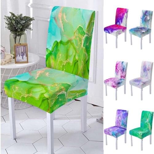 3D Spandex Chair Cover for Dining Room Marble Print Chairs Covers High Back for Living Room Party Wedding Christmas Decoration