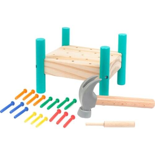 Wooden Pounding Bench Toy for Age 2+ Block Punch Gifts Colorful Christmas Present Age 2-6 Years Kids