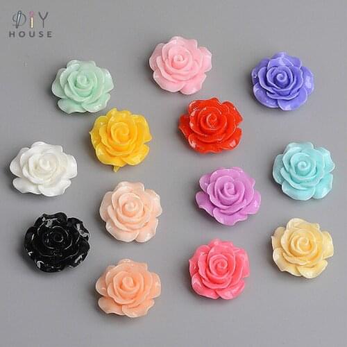 10/30/50Pcs Artificial Rose Planar Resin Color DIY Craft Supplies Flatback Resin Art Basteln Decor Hair Accessories Material
