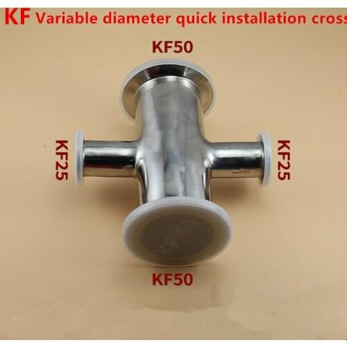 KF16/25/40/50 Vacuum Reducing Cross Tube Quick-fit Stainless Steel 304 Vacuum 4-Way Reducer Connector Vacuum Pipe Fitting Joint