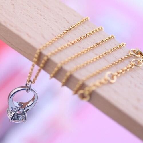 Ring necklace chain women necklace with artificial diamond designer jewelry for party