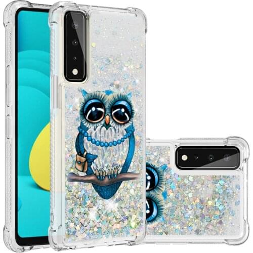Cartton Horse Glitter Sequin Liquid Quicksand Shockproof Phone Case For LG Stylo 7 5G Air Cushion Reinforced Corners Cover