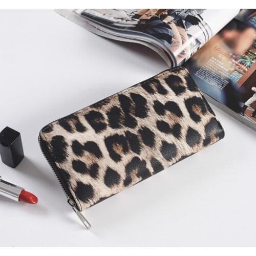 2019 New Fashion Women Wallet Small Cute Long Pu Leather Girl Wallets Zipper Purses Leopard Animal Print Card Holder Zip Around