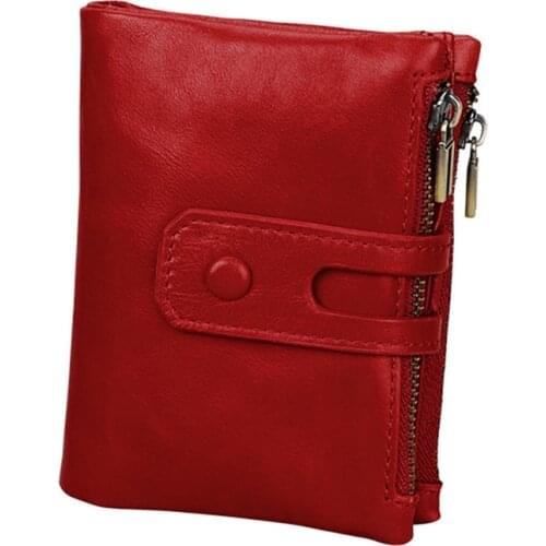 New Leather Wallet Anti-RFID Theft Brush Fashion Casual Short Mens Wallet Double Zip Large Capacity Wallet Vintage Purse