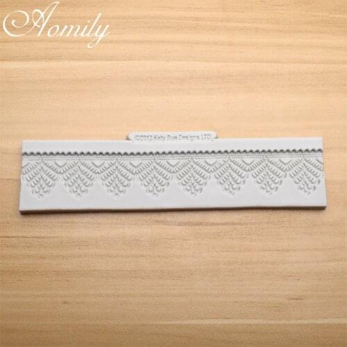 Amoliy European Style Retro Lace Silicone Mold Birthday Cake Rim Decorating Tools Fondant Chocolate Mold Baking Accessories