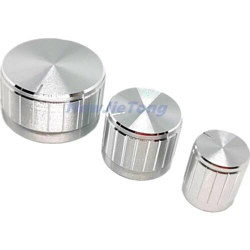 5pcs Silver Aluminum Alloy Potentiometer/Encoder Knobs Switch Caps 30/21/15 x 17mm Half Shaft Plum Shaft